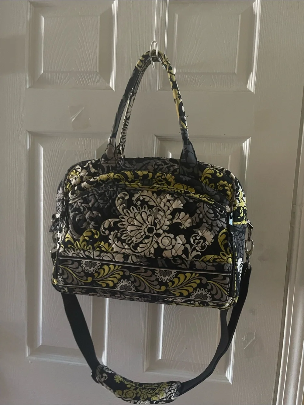 Vera Bradley Quilted Floral - Black & Yellow large laptop bag